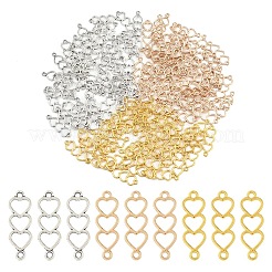 合金コネクタチャーム50個。  トリプルハートリンク  ライトゴールド  24x8x1.5mm  穴：1.6mm&nbsp;PALLOY-YW0003-2KCG