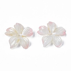 プラスチックビーズ  花  ピンク  19~21x20~22x3mm  穴：1.2mm&nbsp;KY-N015-51A