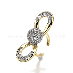 Латунные кольца-манжеты с микропаве и прозрачным цирконием для женщин RJEW-U051-01A-G