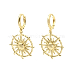 Серьги-кольца из латуни в форме солнца&nbsp;EJEW-H180-30C-G