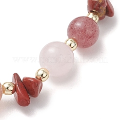 Женские браслеты из натуральных бусин клубничного кварца&nbsp;BJEW-JB13187