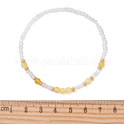 Pulseras elásticas de piedras preciosas naturales y cuentas de vidrio para mujer&nbsp;BJEW-MZ00344