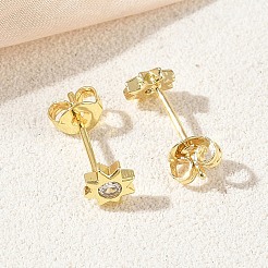 Orecchini a bottone in ottone con pavé di zirconi cubici&nbsp;KK-CBA98BA-22G