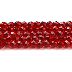 透明ガラスビーズ連売り  多面カットラウンド  ファイヤーブリック  2mm  穴：0.8mm  約160~178個/連  13.58 ~14.17インチ（34.5~36cm）&nbsp;GLAA-H021-04-24