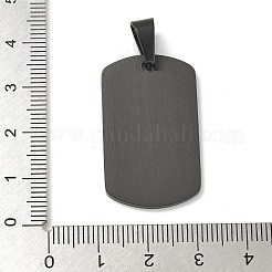 304ステンレスペンダント  スターチャーム付き長方形  ブラック  33x20x2mm  穴：7.5x5mm&nbsp;STAS-G346-19EB