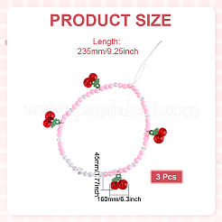 3 pz di cinturini per cellulari in acrilico e plastica ABS color ciliegia&nbsp;AJEW-ME0003-41