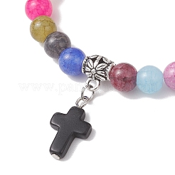 Браслеты с подвесками-крестиками из синтетической бирюзы&nbsp;BJEW-JB13099