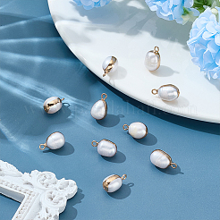 10 шт. гальванические подвески из натурального жемчуга барокко кеши с жемчугом PEAR-ME0001-01