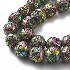 Fili di perle di roccia lavica naturale elettrodeposta&nbsp;G-A251-D01-01H