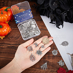 54 шт. 9 стиля ювелирных изделий на Хэллоуин подвески из сплава в тибетском стиле FIND-SC0004-40