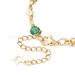 Braccialetti con catene a maglie in ottone e catene a maglie testurizzate in acciaio inossidabile 304 per donna&nbsp;BJEW-JB12481-01