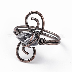 Natürliche Quarzkristallsplitter mit Wirbelfingerring&nbsp;RJEW-L082-02R-02