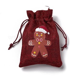 6 pièces 6 styles sacs de jute rectangle thème noël&nbsp;ABAG-E007-01