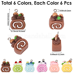 36 pz 6 colori ciondoli in resina opaca&nbsp;RESI-SC0006-65