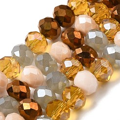 ガラスビーズ連売り  多面カット  ロンデル  バリーウッド  8x6mm  穴：1mm  約65~68個/連  15.7~16.1インチ（40~41cm）&nbsp;EGLA-A034-M8mm-34