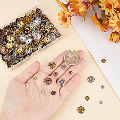 450 шт. 9 стиля тибетских сплавных бусин-цветочков TIBE-GO0001-01