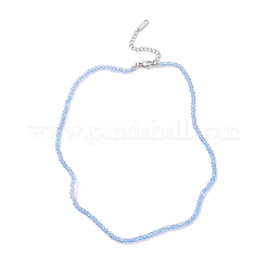 6 шт. ожерелья из двухцветных стеклянных граненых бусин-ронделей с цепочками на концах из нержавеющей стали 304 NJEW-JN05494