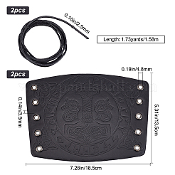 Прямоугольный браслет-манжета из искусственной кожи с узором «молот» BJEW-WH0016-09B