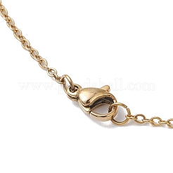 Прямоугольное ожерелье из стеклянных бусин с подвеской в виде рождественской елки из нержавеющей стали 304 для женщин NJEW-MZ00136