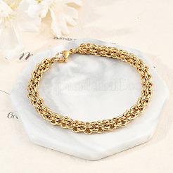 Браслеты из нержавеющей стали 304 с цепочкой и веревкой для женщин и мужчин BJEW-F488-38G