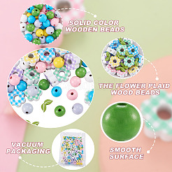 Покрашенные брызгами натуральные деревянные бусины WOOD-CD0001-33