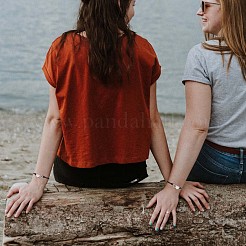 2шт. набор из 2 браслетов в форме сердца из нержавеющей стали 430 JB714A