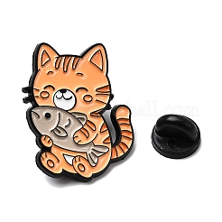 Katze mit Fisch-Emaille-Pins&nbsp;JEWB-I055-05EB-07