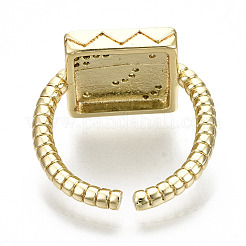 Латунные кольца из манжеты с прозрачным цирконием RJEW-S045-026G-NR