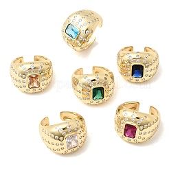 Bagues ouvertes en laiton avec micro pavé de zircones cubiques pour femmes&nbsp;RJEW-L343-03G