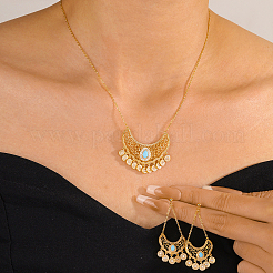 Комплекты из латунных подвесок в форме луны и серег-гвоздиков с микропаве из прозрачных кубических цирконий для женщин TA3660