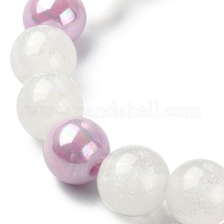 Bracciale elasticizzato con perline a forma di cuore in resina scintillante e acrilico per gioielli per bambini&nbsp;BJEW-JB09549