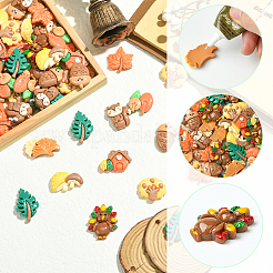 60 Stück 10 Stile Herbstmotiv Harz Cabochons&nbsp;RESI-SC0006-37