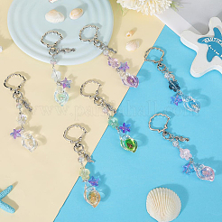 7 pieza de 7 colores de concha luminosa transparente de acrílico y vidrio colgante decoraciones&nbsp;HJEW-SC00105