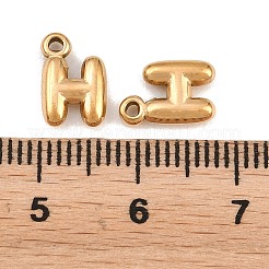 304ステンレスペンダント  文字チャーム  イオンプレーティング（ip）  文字h  9.5~10x2.5~9x2.5mm  穴：1.2mm&nbsp;STAS-S186-12H-G01