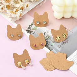 50 pezzo di carte per orecchini in carta kraft a forma di gatto&nbsp;CDIS-CJ0001-02