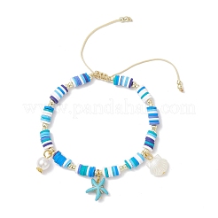 2шт. браслеты с подвесками из синтетической бирюзы и искусственного жемчуга ABS&nbsp;BJEW-JB12044
