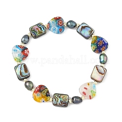 Handgefertigte Millefiori-Armbänder aus Bunte Malerei-Herz&nbsp;BJEW-JB14296