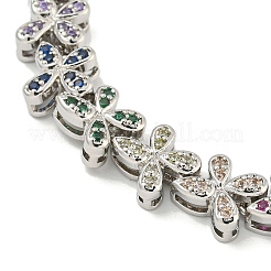 Braccialetti a maglie a farfalla da donna con placcatura in ottone e pavé di zirconi cubici&nbsp;BJEW-B110-05P-01