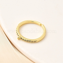 Оправы для колец-манжет из латуни с микропаве из кубического циркония RJEW-F188-03G