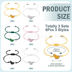 3 комплект из 6 шт. 3 стилей браслетов из сплава и эмали&nbsp;BJEW-TA0001-22