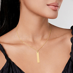 10 collier pendentif rectangulaire en acier inoxydable 304&nbsp;NJEW-UN00020