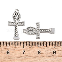 304ステンレスペンダント  ラインストーン付き  エジプトのアンク十字のお守り  ステンレス鋼色  21x11x2mm  穴：1.2mm&nbsp;RB-CBABFDA-03P