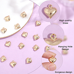 真鍮製チャーム80個  ハート  24KGP本金メッキ  13x11.5x3.5mm  穴：1.2mm&nbsp;KK-BBC0025-59
