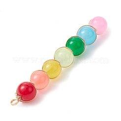 Pendentifs en perles rondes en verre imitation jade coloré&nbsp;PALLOY-JF02449-01