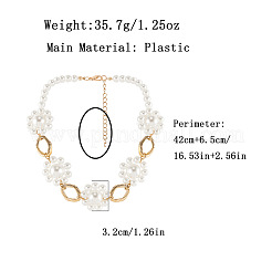 Colliers à maillons en alliage avec motif losange et fleur en plastique pour femmes&nbsp;WG7D712-01