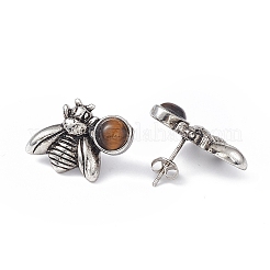 Boucles d'oreilles clous d'abeille en œil de tigre naturel&nbsp;EJEW-C016-01AS-04