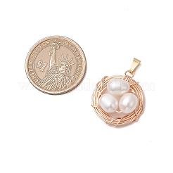 Подвески в виде птичьего гнезда из натурального пресноводного жемчуга с медной проволокой PALLOY-TA00228-02