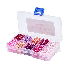混合パールカラーのラウンドグラスパールビーズ  染め  ミックスカラー  6mm  穴：1mm  約600個/箱&nbsp;HY-X0005-6mm-B