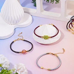 5 Stück 5 Farben 3mm geflochtene runde Kunstlederschnur Armbandherstellung&nbsp;MAK-TA0001-35C