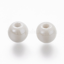 Перламутровый фарфоровые ручной круглых бусин X-PORC-S489-6mm-01